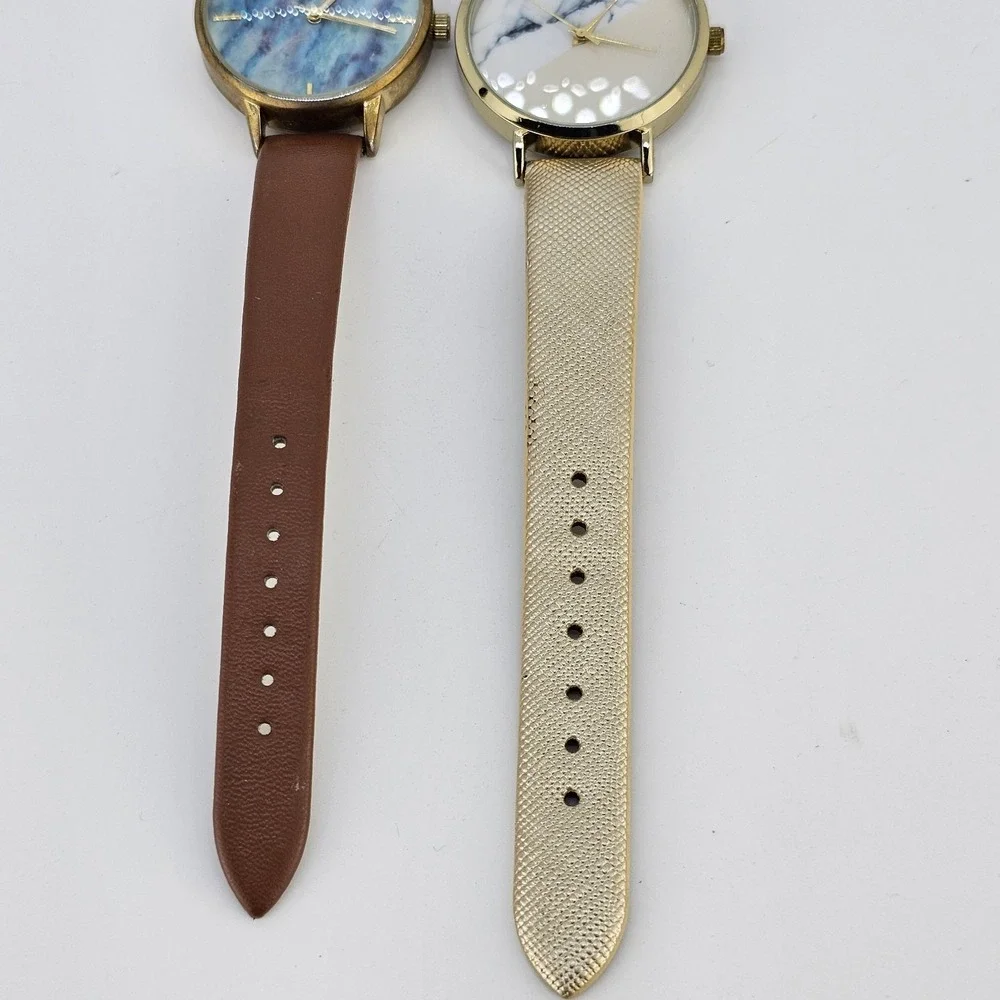 2X‎ Minimalist Women Watches 34-36MM Multicolor Dial Leather Bands NEW Battery
